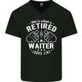 This Is What a Retired Waiter Looks Like Mens V-Neck Cotton T-Shirt Black