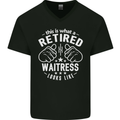 This Is What a Retired Waitress Looks Like Mens V-Neck Cotton T-Shirt Black