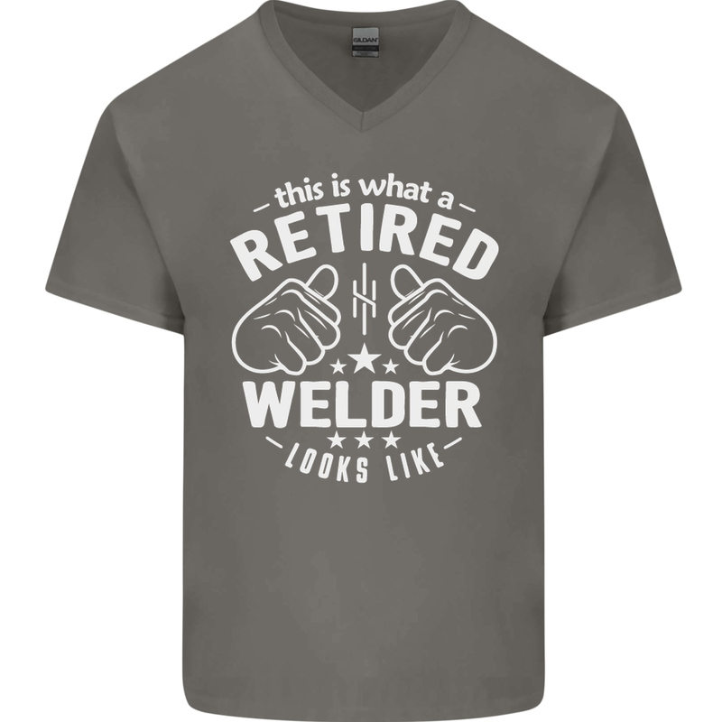 This Is What a Retired Welder Looks Like Mens V-Neck Cotton T-Shirt Charcoal