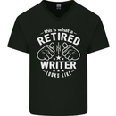This Is What a Retired Writer Looks Like Mens V-Neck Cotton T-Shirt Black