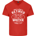 This Is What a Retired Writer Looks Like Mens V-Neck Cotton T-Shirt Red