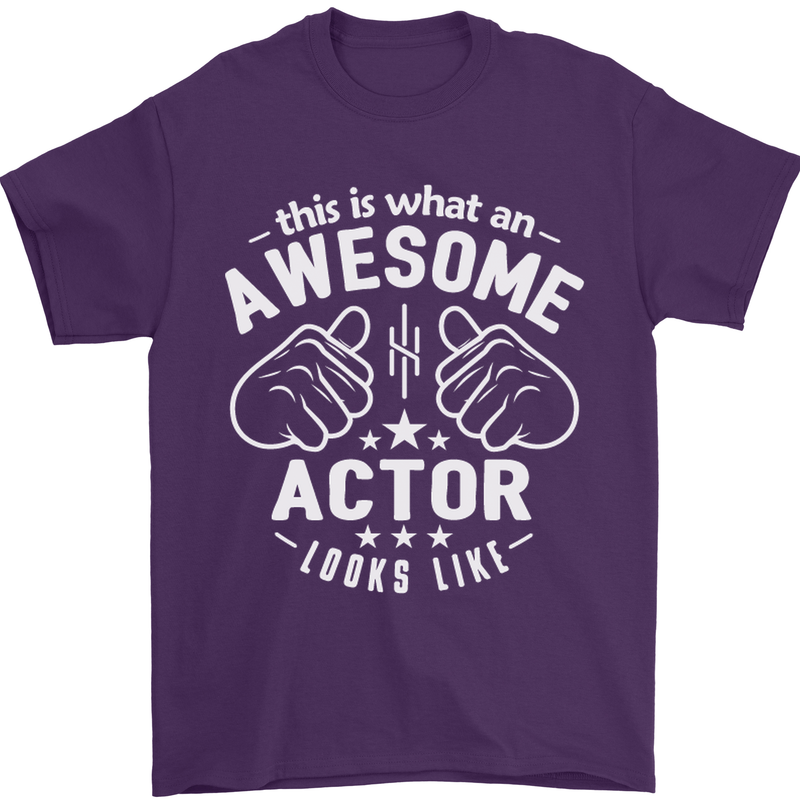 This Is What an Awesome Actor Looks Like Mens T-Shirt Cotton Gildan Purple