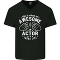 This Is What an Awesome Actor Looks Like Mens V-Neck Cotton T-Shirt Black
