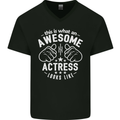 This Is What an Awesome Actress Looks Like Mens V-Neck Cotton T-Shirt Black