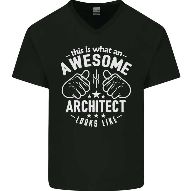 This Is What an Awesome Architect Looks Like Mens V-Neck Cotton T-Shirt Black