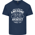 This Is What an Awesome Architect Looks Like Mens V-Neck Cotton T-Shirt Navy Blue
