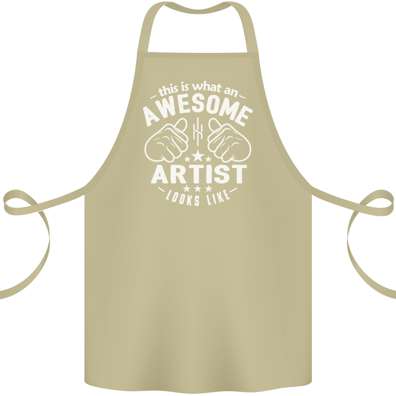 This Is What an Awesome Artist Looks Like Cotton Apron 100% Organic Khaki