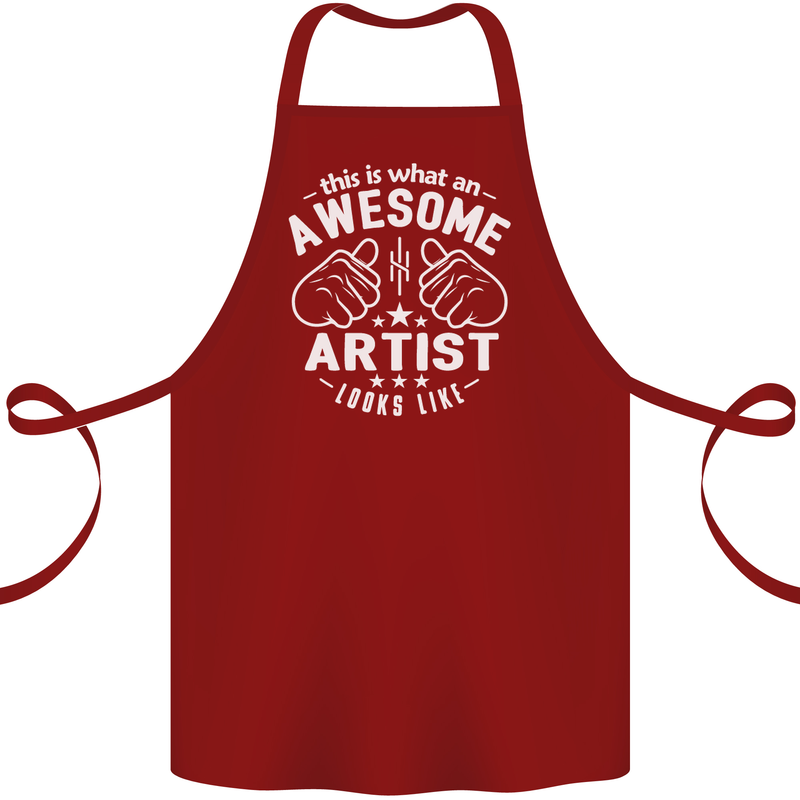 This Is What an Awesome Artist Looks Like Cotton Apron 100% Organic Maroon