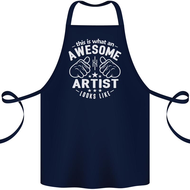 This Is What an Awesome Artist Looks Like Cotton Apron 100% Organic Navy Blue