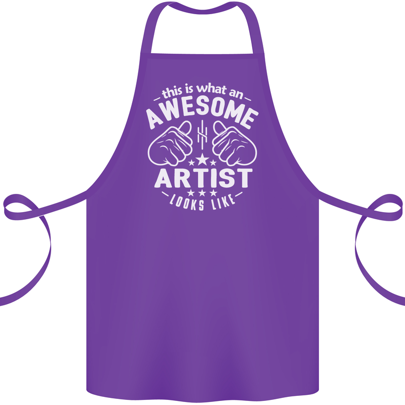 This Is What an Awesome Artist Looks Like Cotton Apron 100% Organic Purple