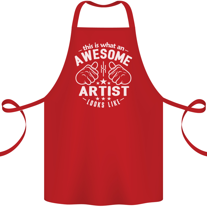 This Is What an Awesome Artist Looks Like Cotton Apron 100% Organic Red