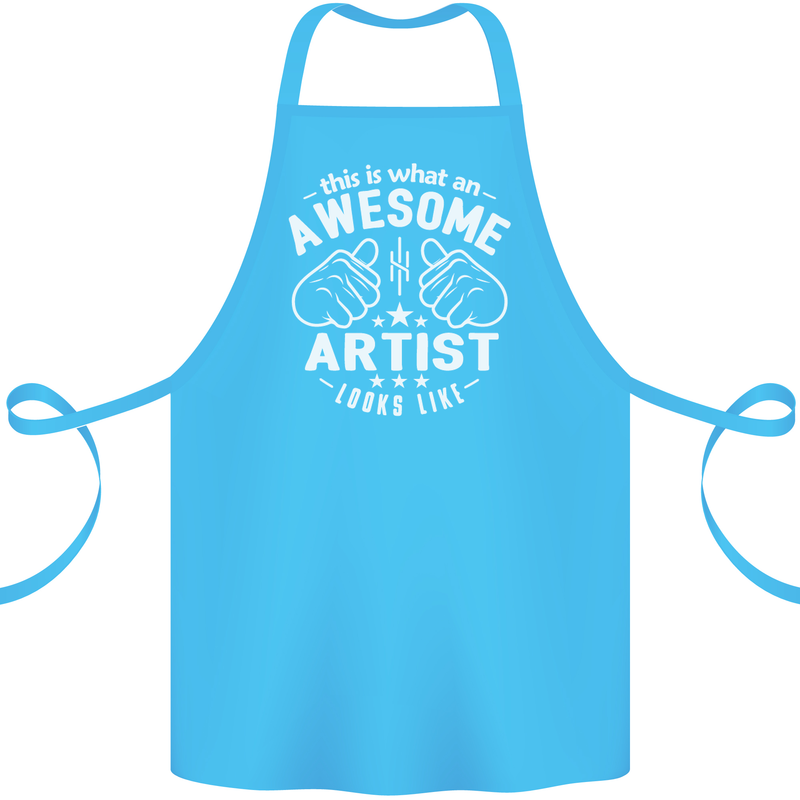 This Is What an Awesome Artist Looks Like Cotton Apron 100% Organic Turquoise