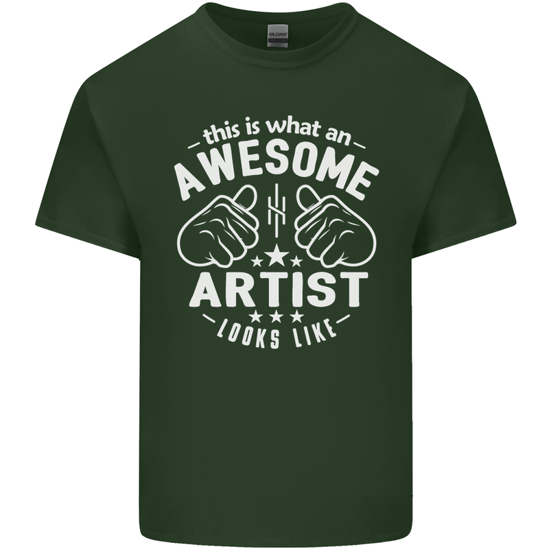 This Is What an Awesome Artist Looks Like Mens Cotton T-Shirt Tee Top Forest Green