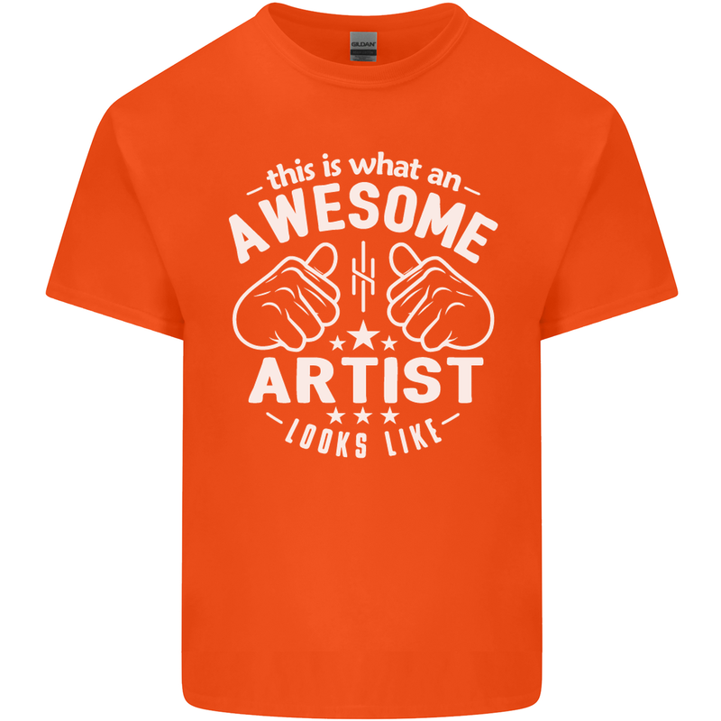 This Is What an Awesome Artist Looks Like Mens Cotton T-Shirt Tee Top Orange