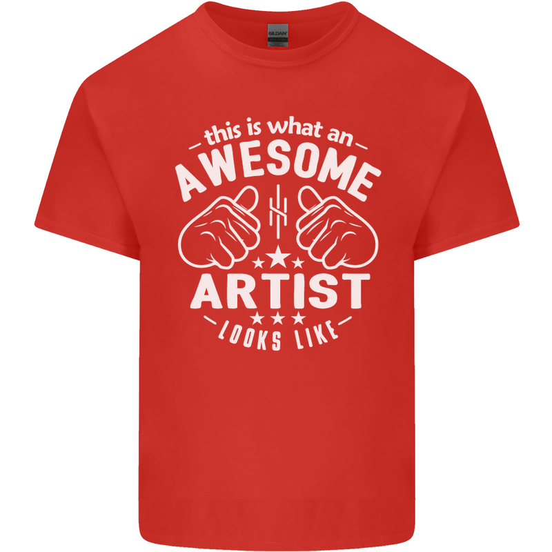 This Is What an Awesome Artist Looks Like Mens Cotton T-Shirt Tee Top Red