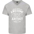 This Is What an Awesome Artist Looks Like Mens V-Neck Cotton T-Shirt Sports Grey
