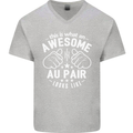 This Is What an Awesome Au Pair Looks Like Mens V-Neck Cotton T-Shirt Sports Grey