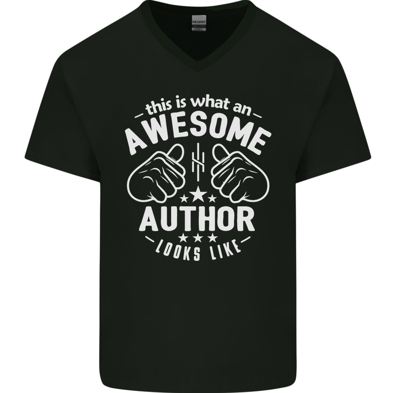 This Is What an Awesome Author Looks Like Mens V-Neck Cotton T-Shirt Black