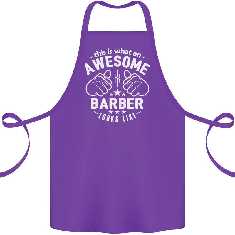 This Is What an Awesome Barber Looks Like Cotton Apron 100% Organic Purple