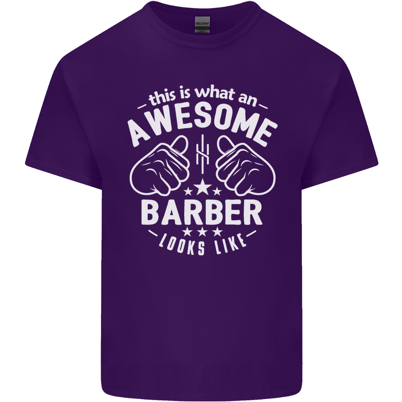 This Is What an Awesome Barber Looks Like Mens Cotton T-Shirt Tee Top Purple