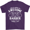 This Is What an Awesome Barber Looks Like Mens T-Shirt Cotton Gildan Purple