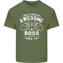 This Is What an Awesome Boss Looks Like Mens Cotton T-Shirt Tee Top Military Green