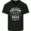 This Is What an Awesome Boss Looks Like Mens V-Neck Cotton T-Shirt Black
