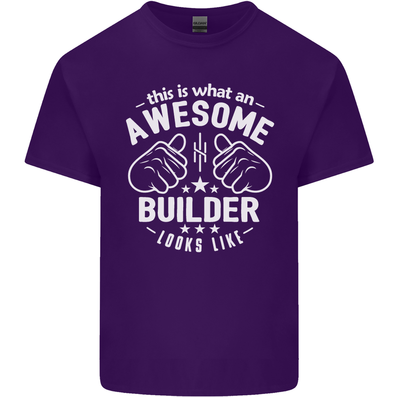 This Is What an Awesome Builder Looks Like Mens Cotton T-Shirt Tee Top Purple