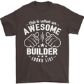 This Is What an Awesome Builder Looks Like Mens T-Shirt Cotton Gildan Dark Chocolate