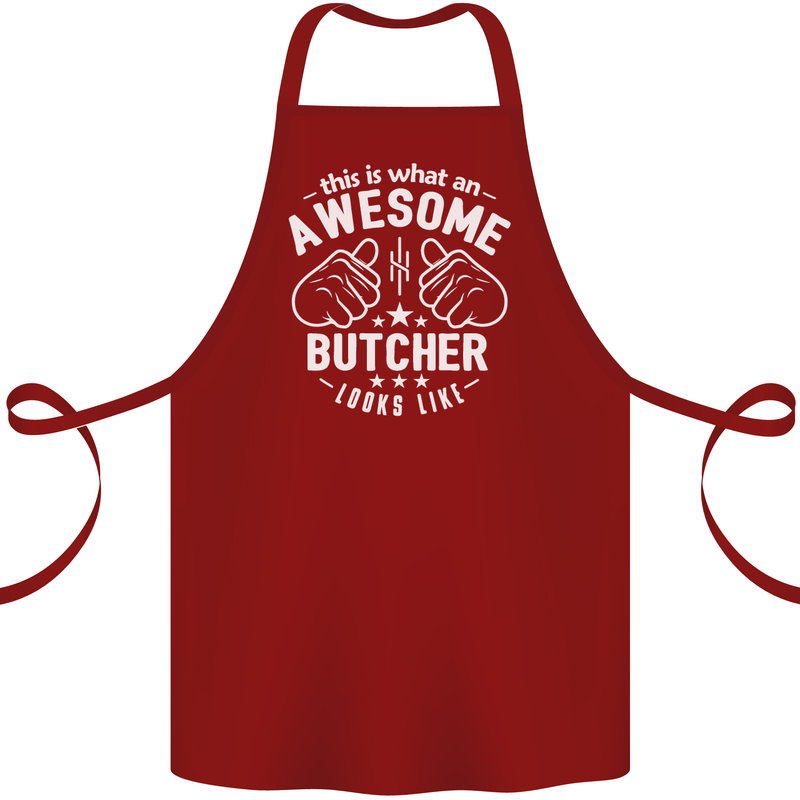 This Is What an Awesome Butcher Looks Like Cotton Apron 100% Organic Maroon