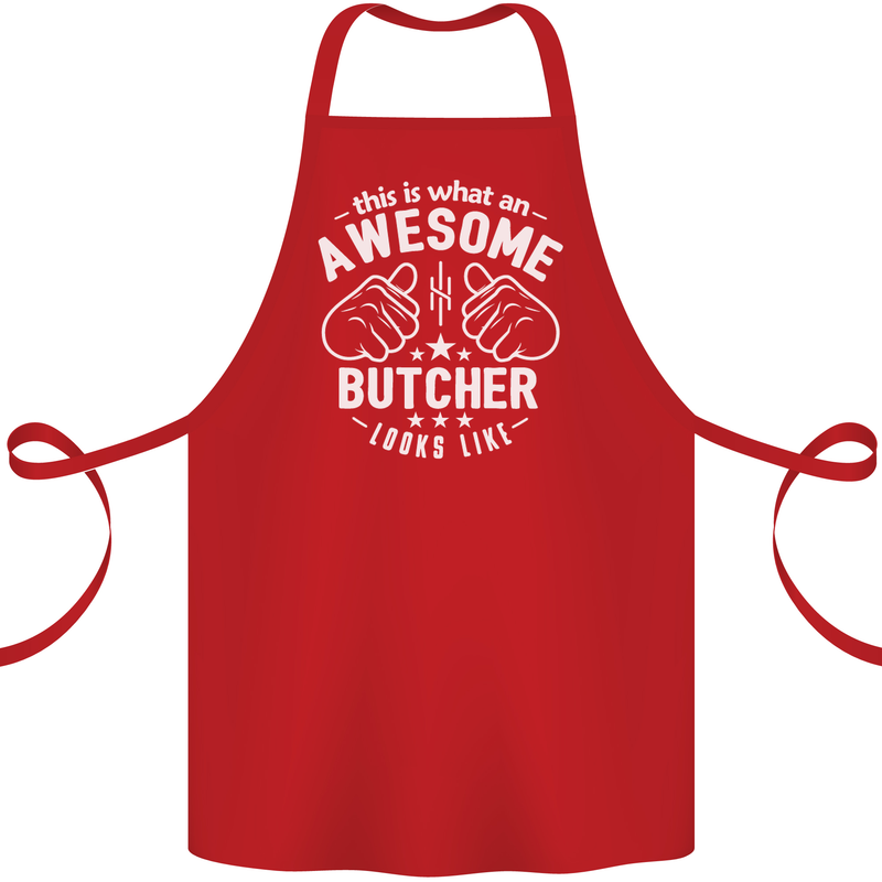 This Is What an Awesome Butcher Looks Like Cotton Apron 100% Organic Red