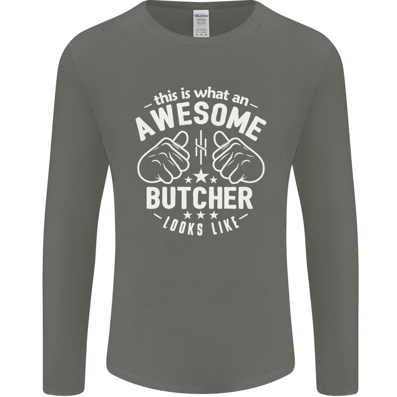 This Is What an Awesome Butcher Looks Like Mens Long Sleeve T-Shirt Charcoal