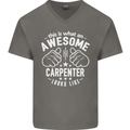 This Is What an Awesome Carpenter Looks Like Mens V-Neck Cotton T-Shirt Charcoal