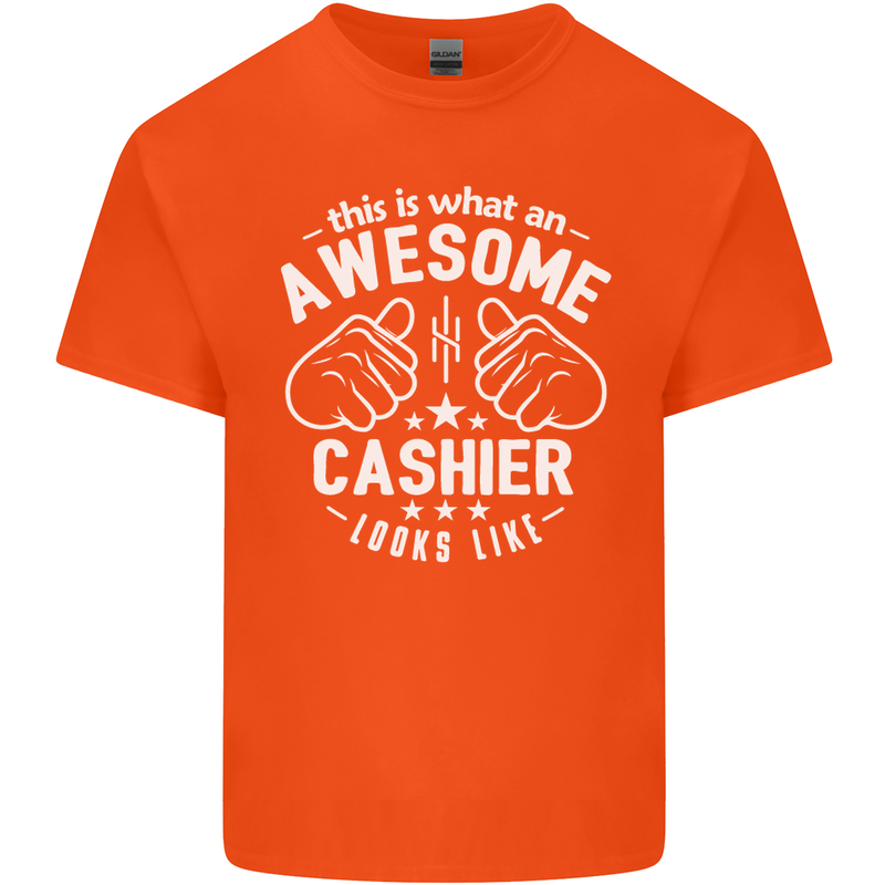 This Is What an Awesome Cashier Looks Like Mens Cotton T-Shirt Tee Top Orange