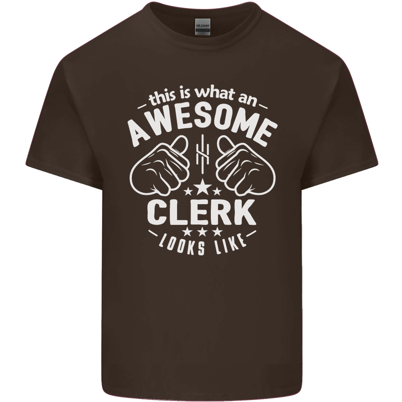 This Is What an Awesome Clerk Looks Like Mens Cotton T-Shirt Tee Top Dark Chocolate