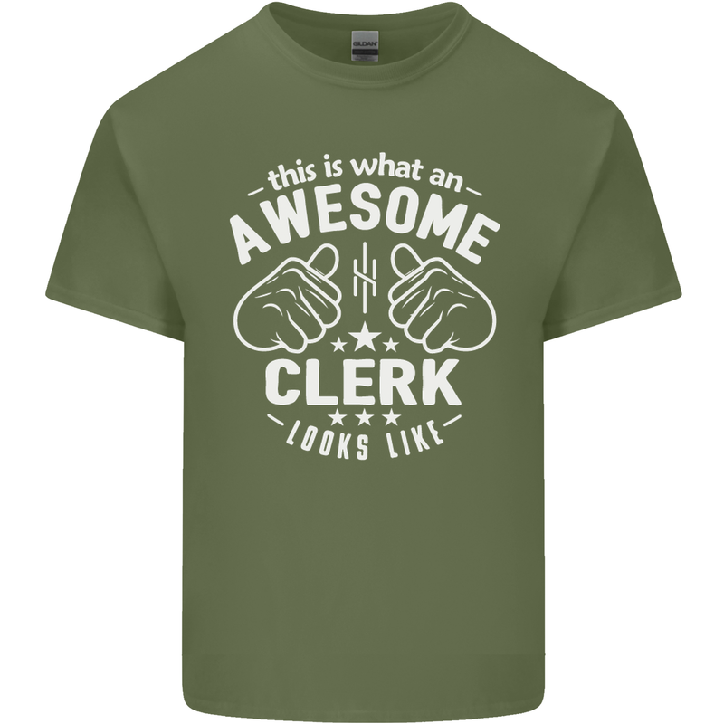 This Is What an Awesome Clerk Looks Like Mens Cotton T-Shirt Tee Top Military Green