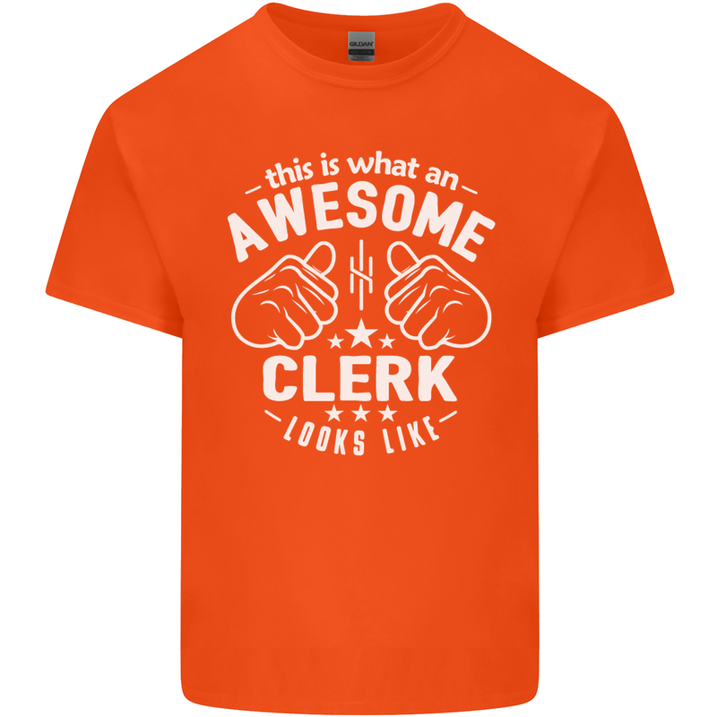 This Is What an Awesome Clerk Looks Like Mens Cotton T-Shirt Tee Top Orange