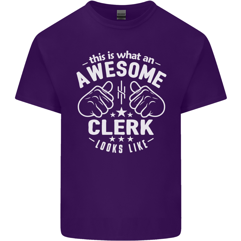This Is What an Awesome Clerk Looks Like Mens Cotton T-Shirt Tee Top Purple