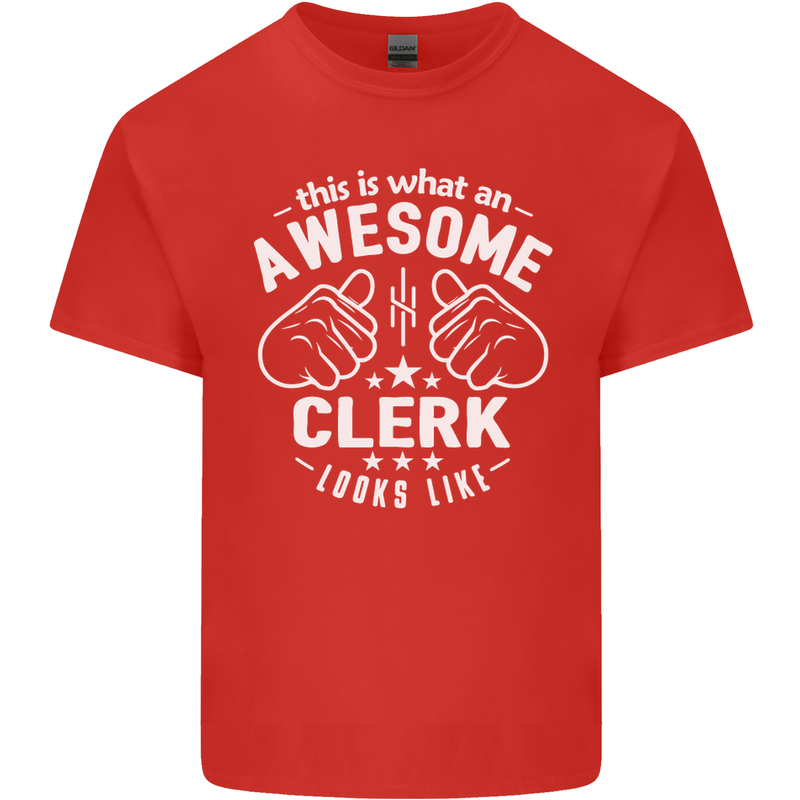 This Is What an Awesome Clerk Looks Like Mens Cotton T-Shirt Tee Top Red
