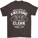 This Is What an Awesome Clerk Looks Like Mens T-Shirt Cotton Gildan Dark Chocolate