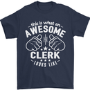 This Is What an Awesome Clerk Looks Like Mens T-Shirt Cotton Gildan Navy Blue
