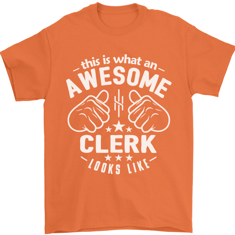 This Is What an Awesome Clerk Looks Like Mens T-Shirt Cotton Gildan Orange