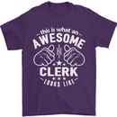 This Is What an Awesome Clerk Looks Like Mens T-Shirt Cotton Gildan Purple
