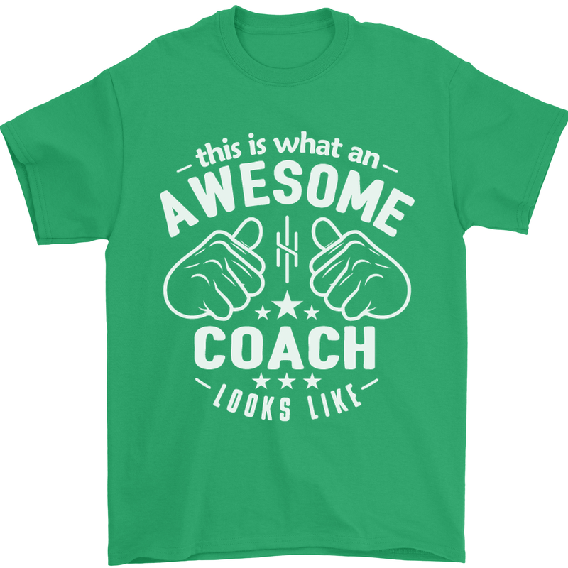 This Is What an Awesome Coach Looks Like Mens T-Shirt Cotton Gildan Irish Green