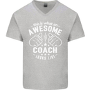 This Is What an Awesome Coach Looks Like Mens V-Neck Cotton T-Shirt Sports Grey