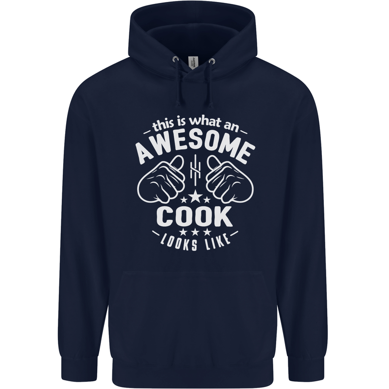 This Is What an Awesome Cook Looks Like Mens 80% Cotton Hoodie Navy Blue
