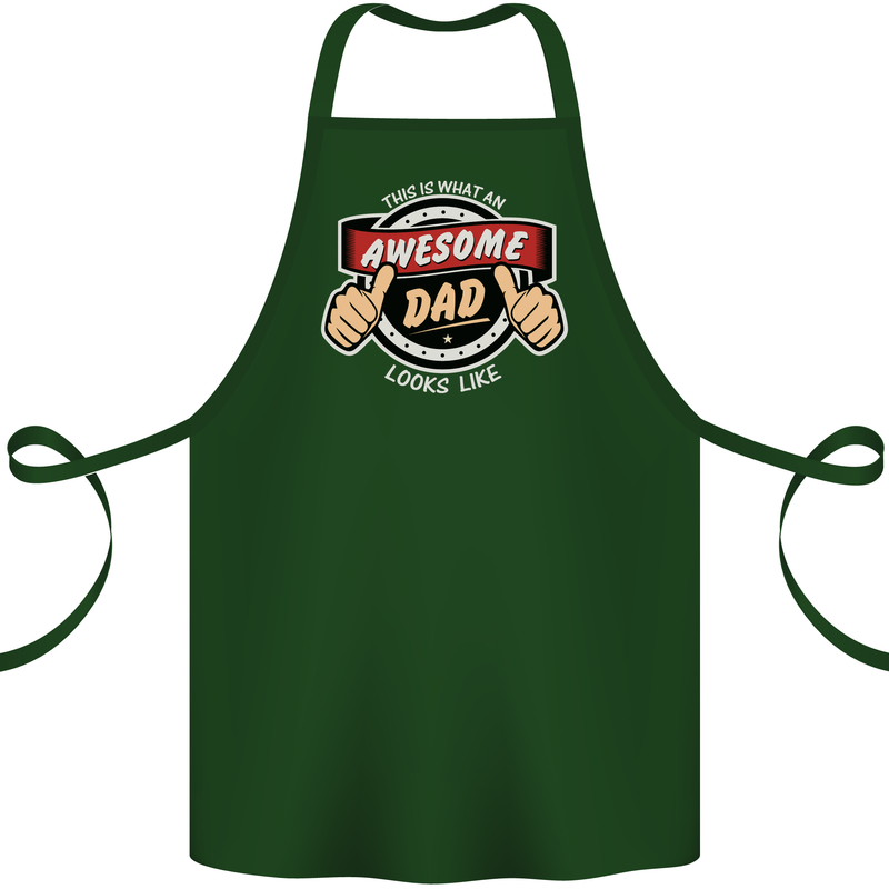 This Is What an Awesome Dad Father's Day Cotton Apron 100% Organic Forest Green
