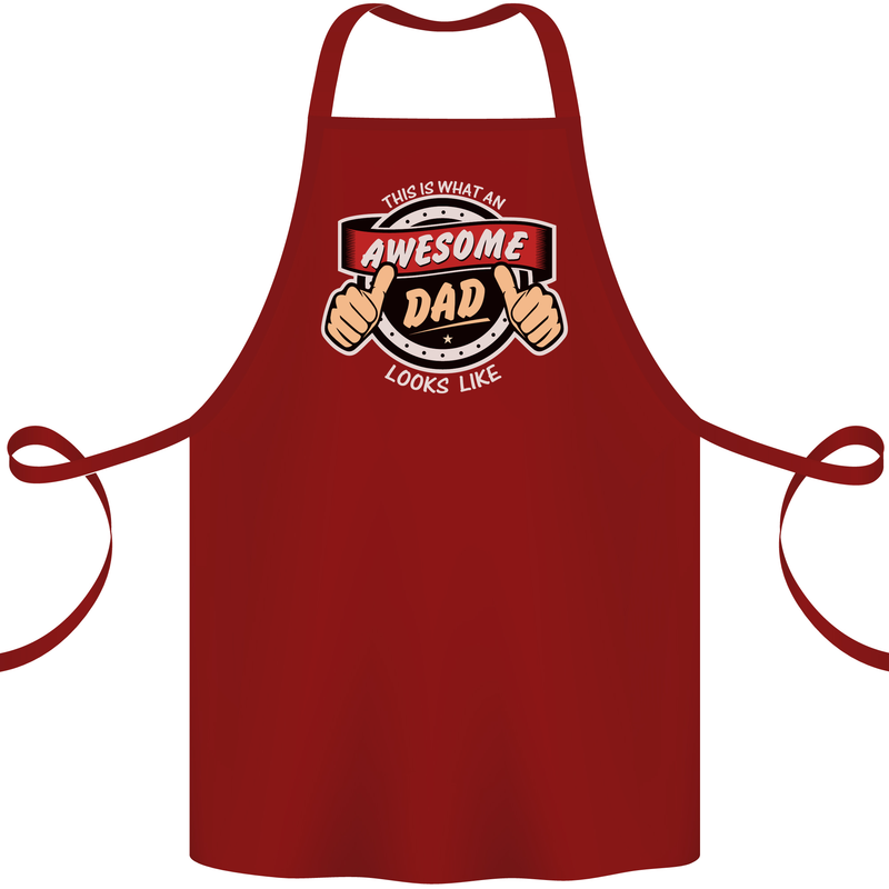This Is What an Awesome Dad Father's Day Cotton Apron 100% Organic Maroon