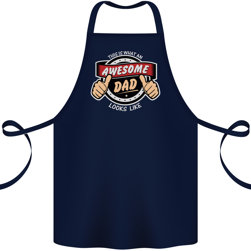 This Is What an Awesome Dad Father's Day Cotton Apron 100% Organic Navy Blue