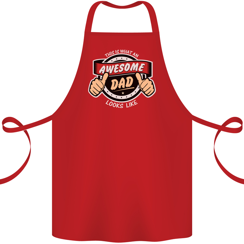 This Is What an Awesome Dad Father's Day Cotton Apron 100% Organic Red